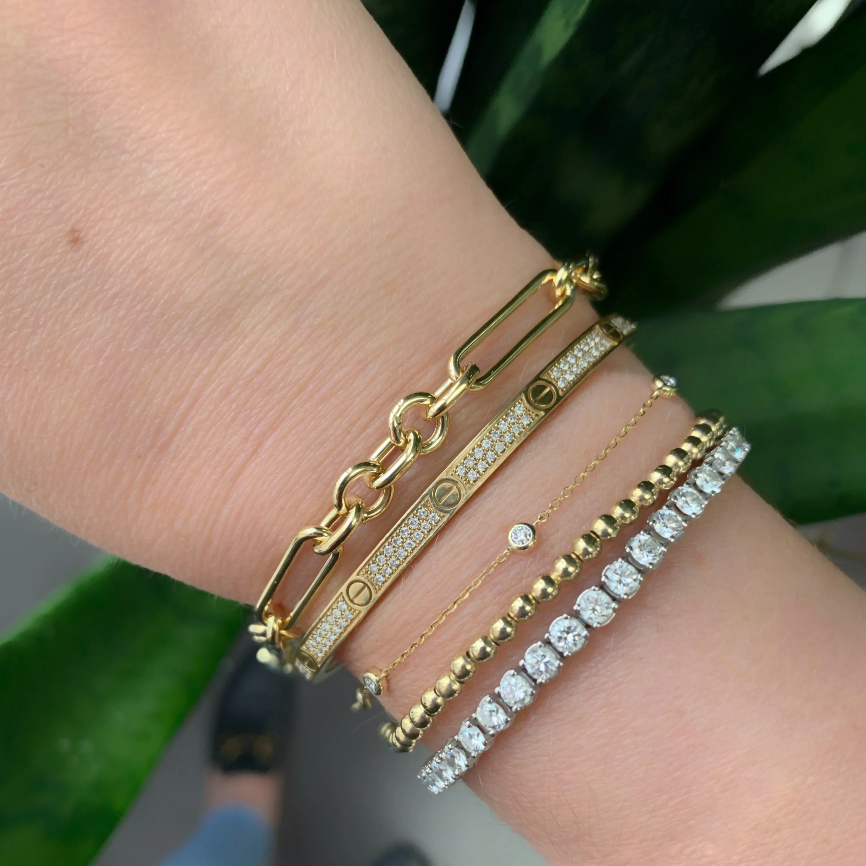 10K Gold Mixed Link Bracelet