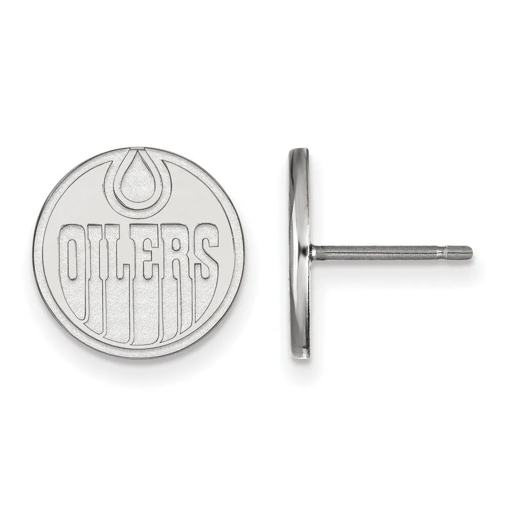 10k White Gold NHL Edmonton Oilers Small Post Earrings