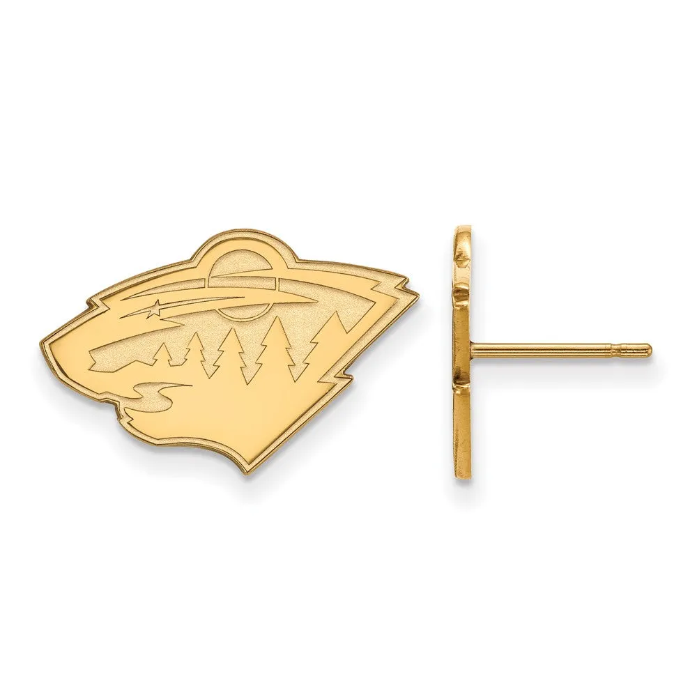 10k Yellow Gold NHL Minnesota Wild Small Post Earrings