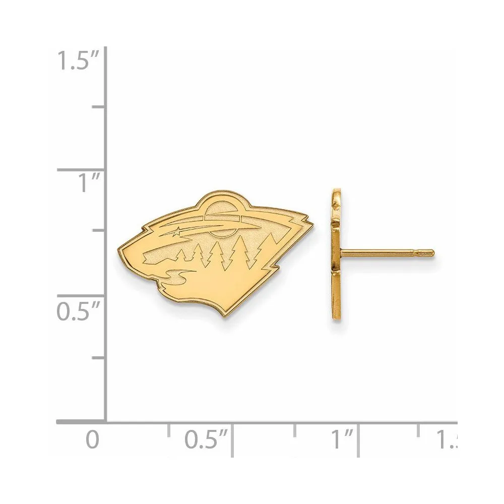 10k Yellow Gold NHL Minnesota Wild Small Post Earrings