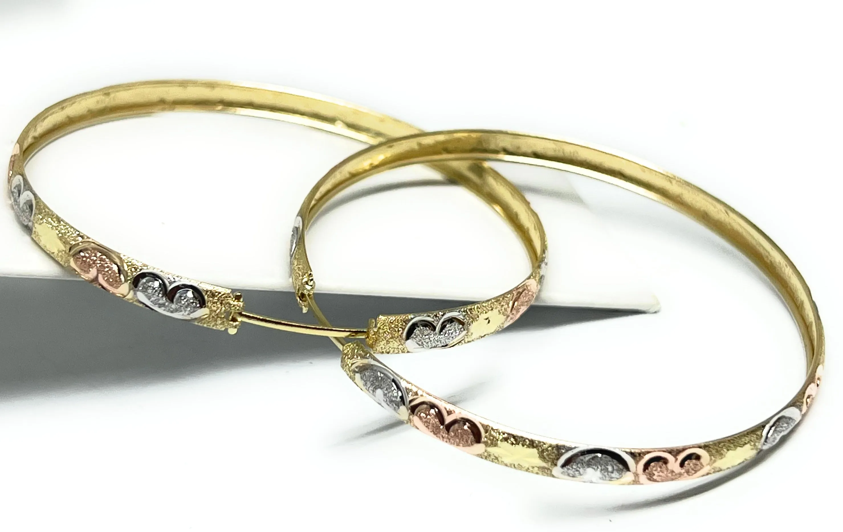 14k Solid Gold Tri-Color Hoop Earrings