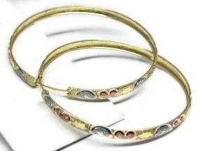 14k Solid Gold Tri-Color Hoop Earrings