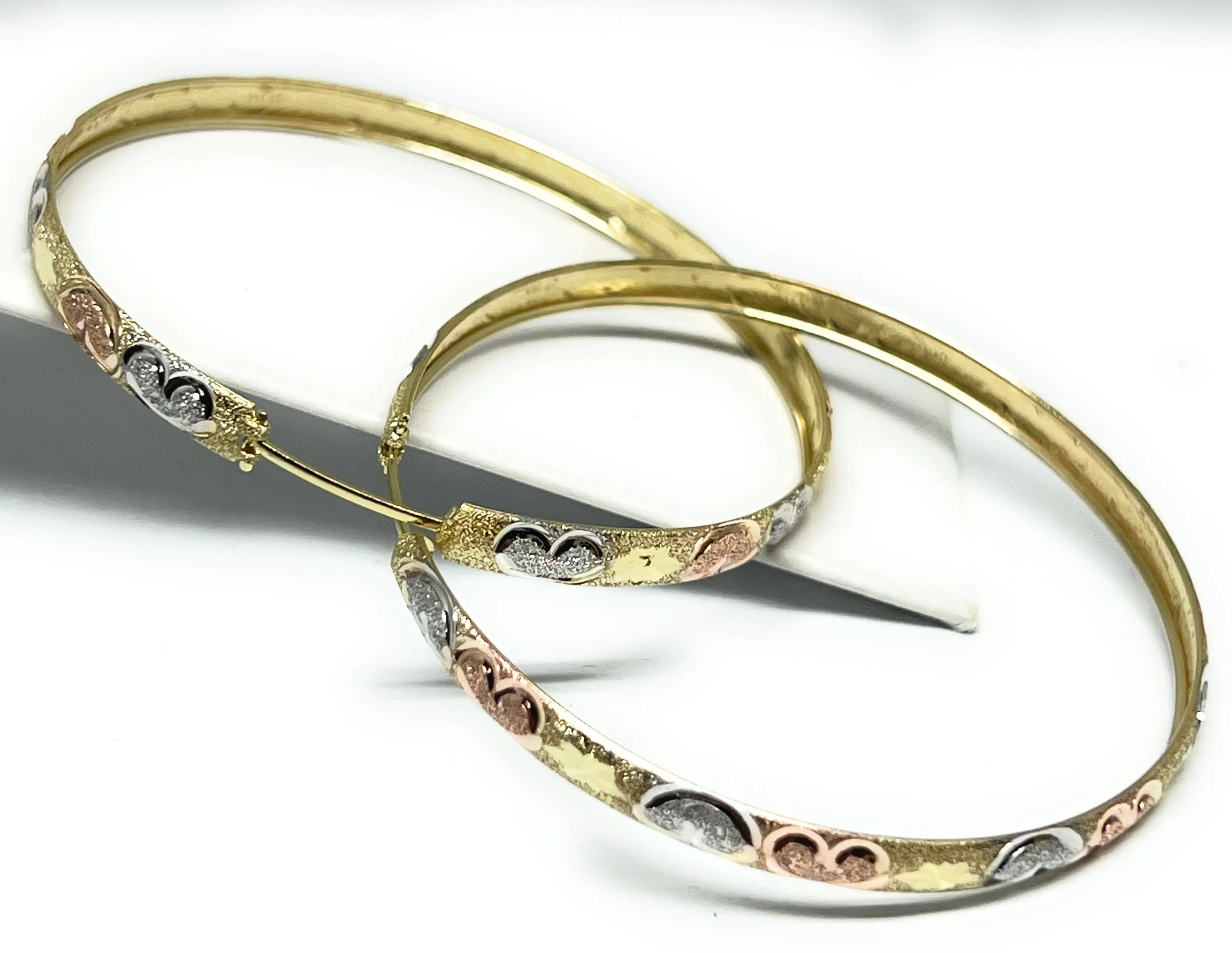 14k Solid Gold Tri-Color Hoop Earrings