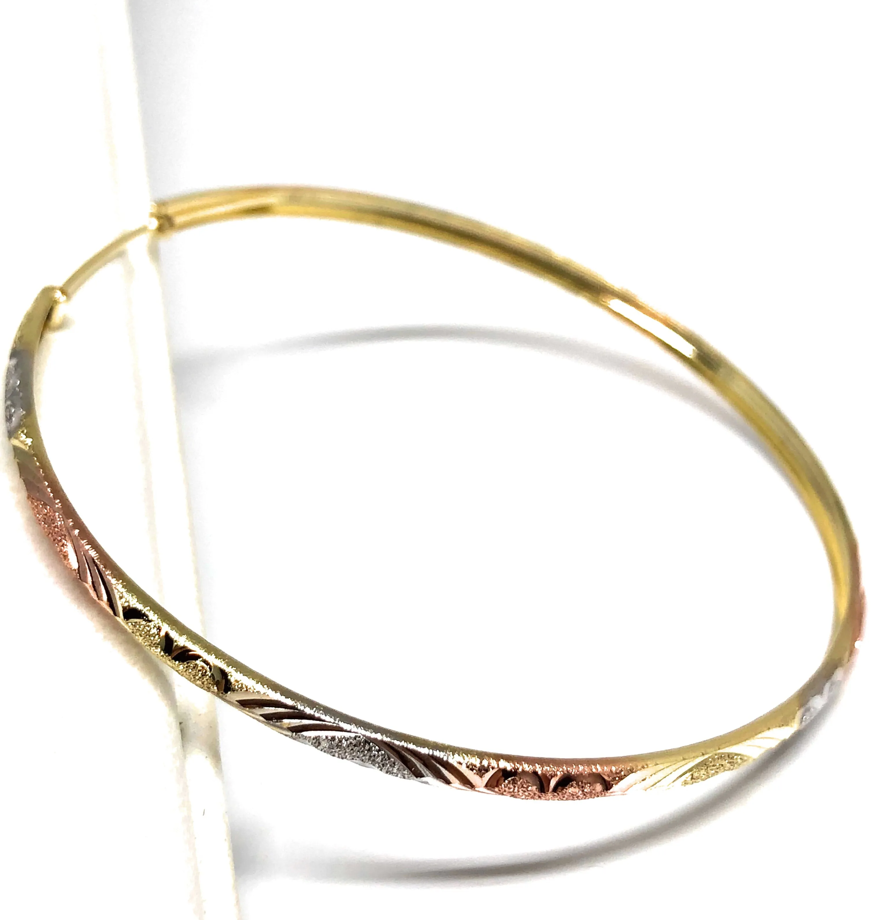 14k Solid Gold Tri-Color Hoop Earrings