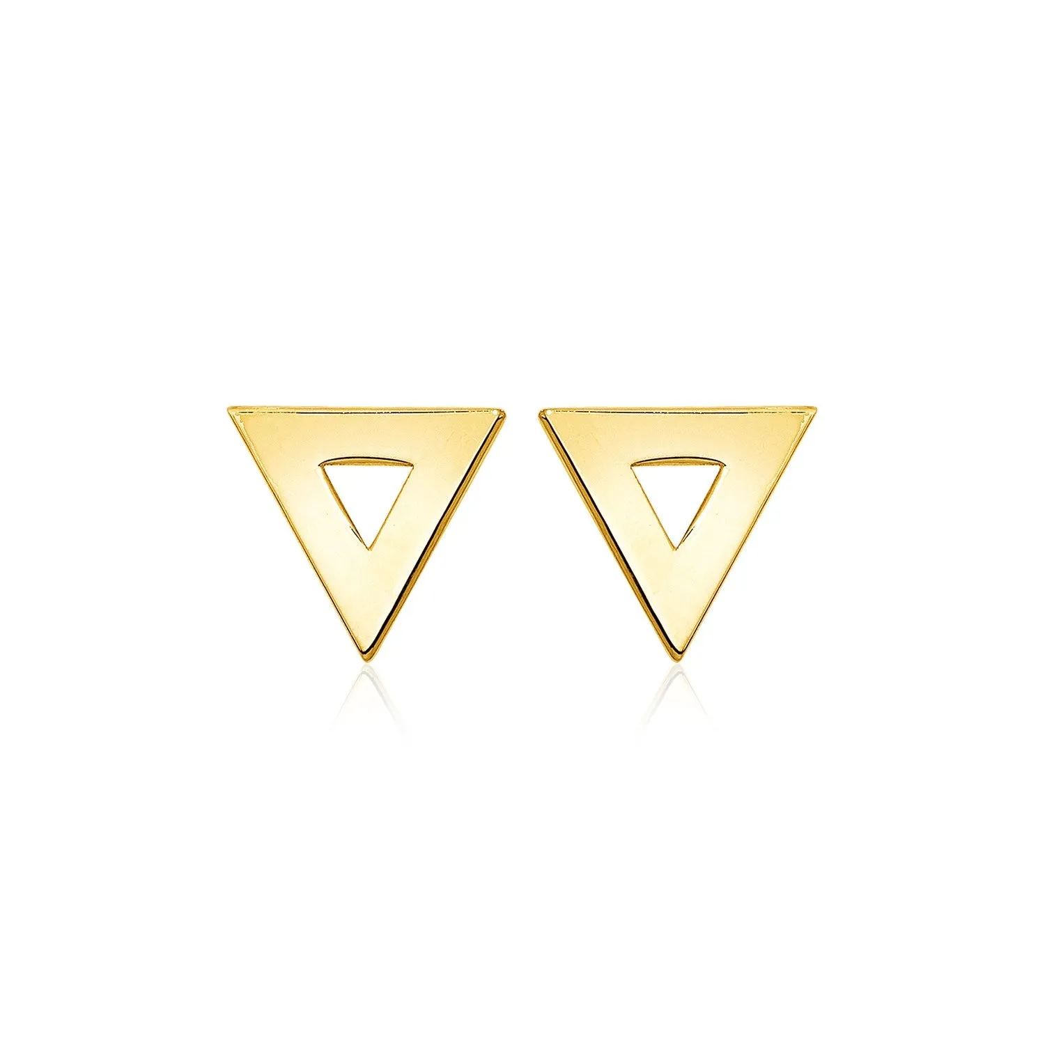 14k Yellow Gold Polished Open Triangle Post Earrings-rx84996