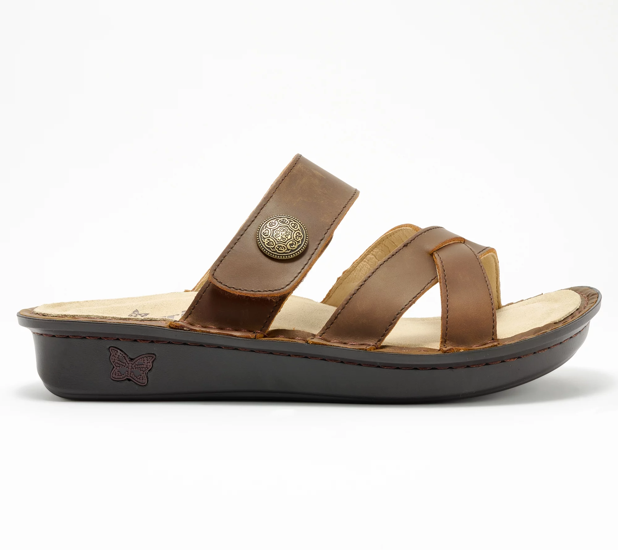 "As Is" Alegria Leather Slide Sandals - Victoriah