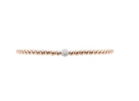 3MM Signature Rose Gold Bracelet with 14K Diamond Bead