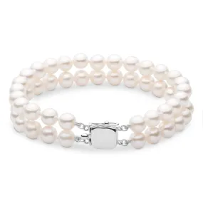 6.5-7.0 mm White Freshadama Freshwater Pearl Double Strand Bracelet