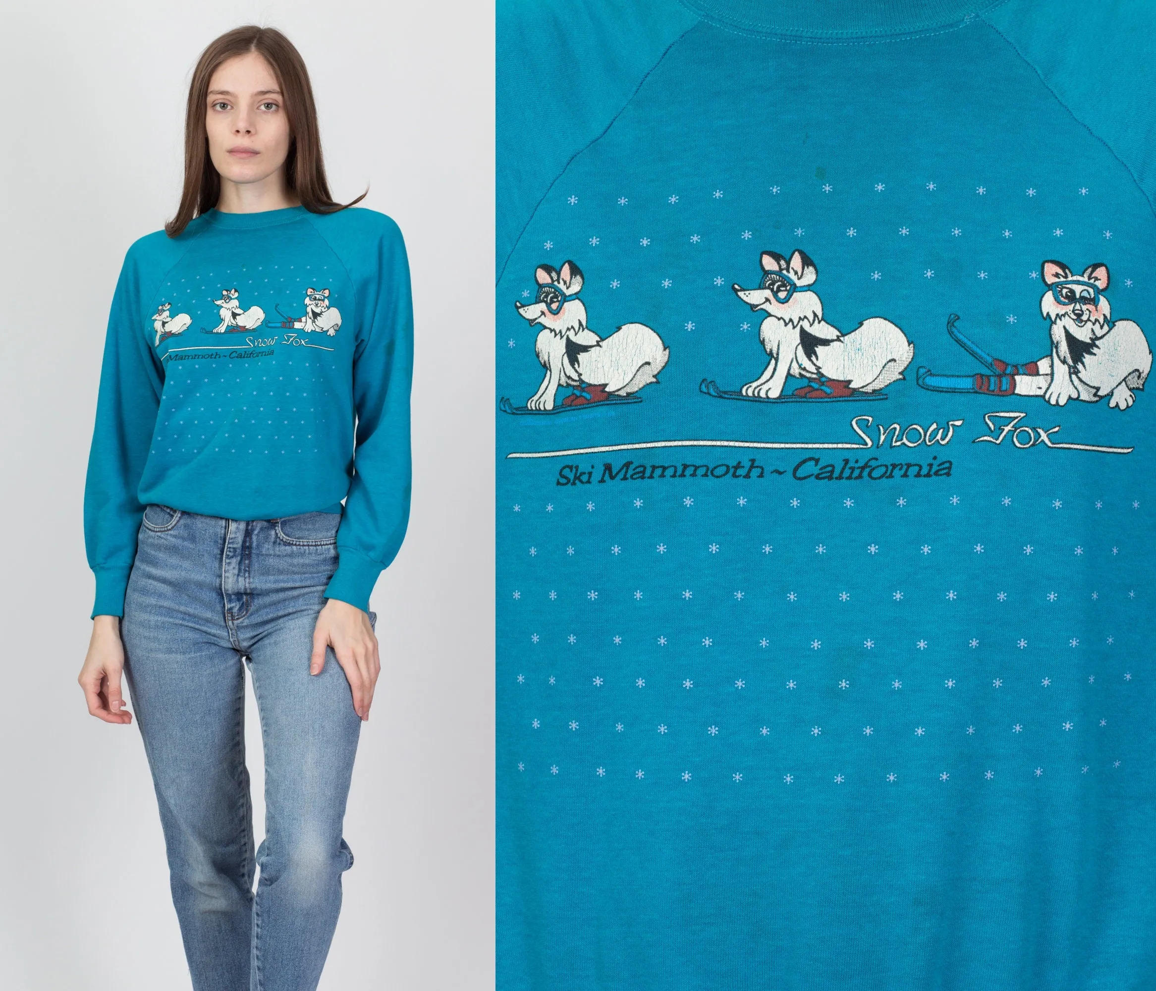 80s Snow Fox Ski Sweatshirt - Small