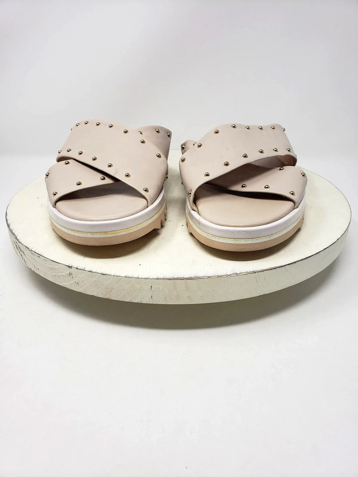 AGL Size 9.5 (39.5) Beige Studded Sandals NWOB