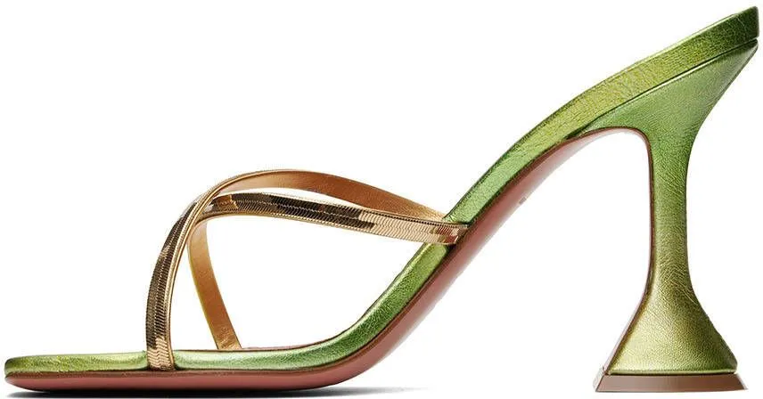 Amina Muaddi Green Henson Cross-Over Heeled Sandals