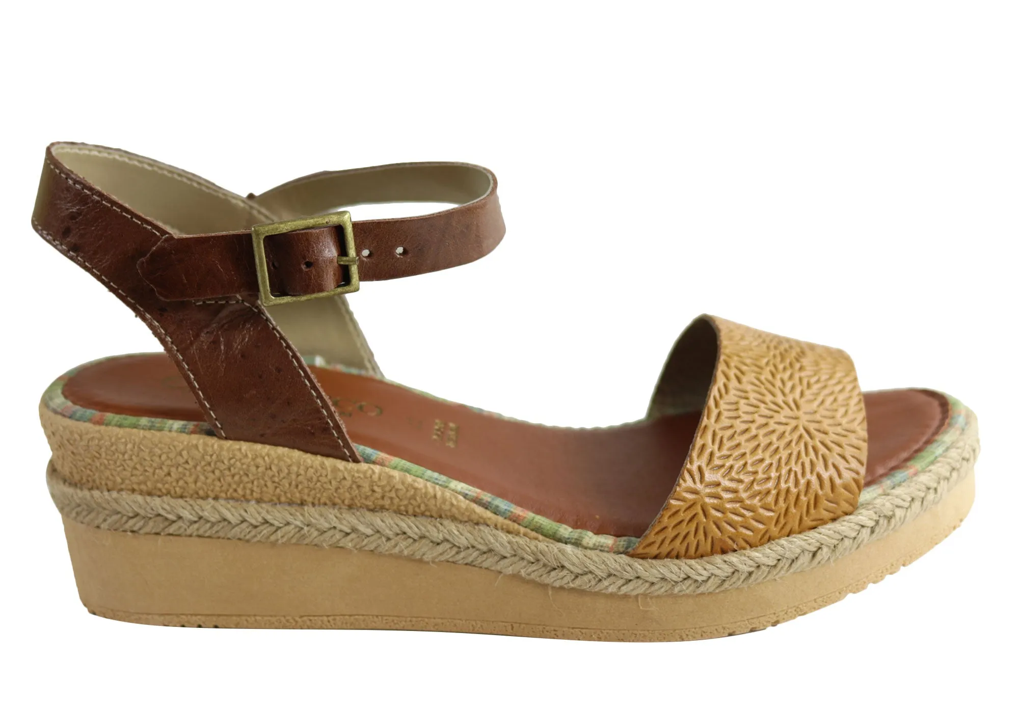 Andacco Zara Womens Brazilian Comfortable Leather Wedge Sandals