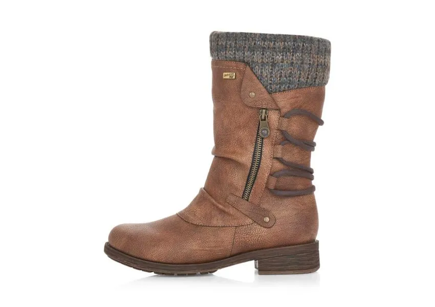 Andros Brown Knit Mid-Height Boot