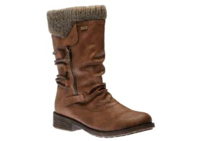 Andros Brown Knit Mid-Height Boot