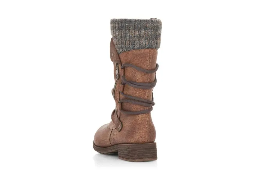 Andros Brown Knit Mid-Height Boot