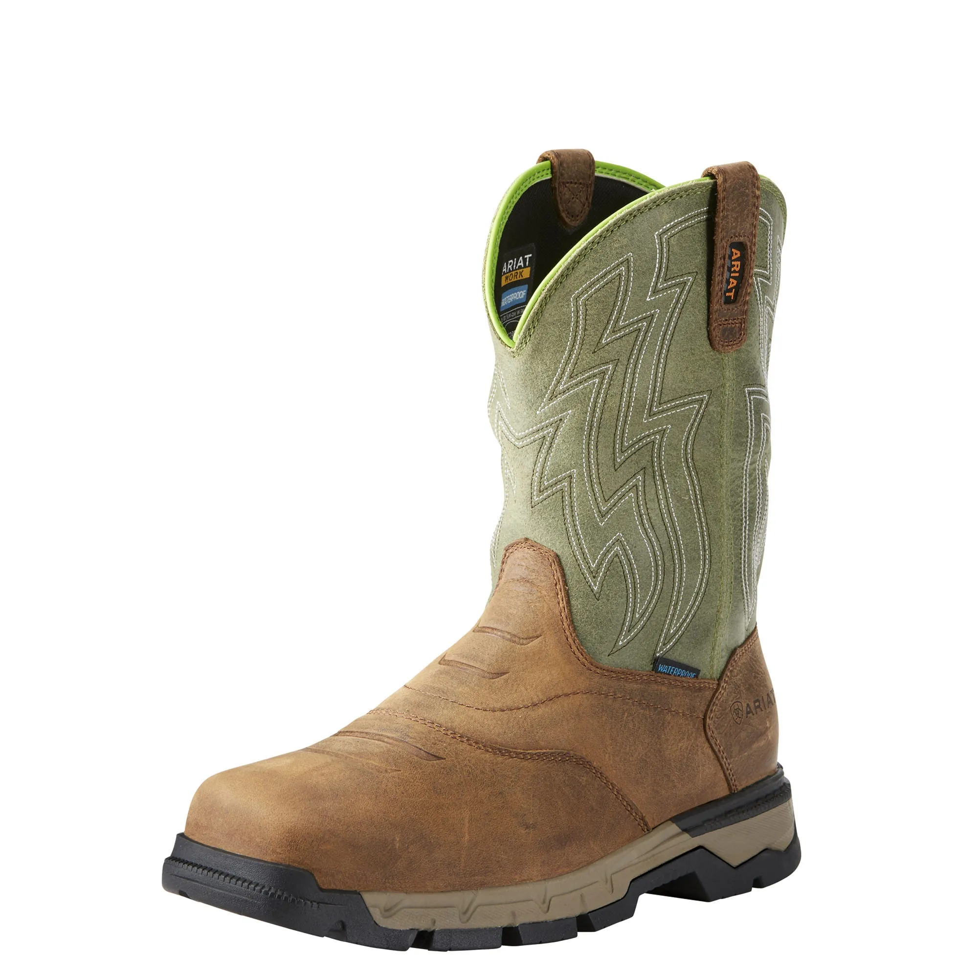 Ariat Men's Rebar Flex Western H2O Boot - Rye Brown/Green