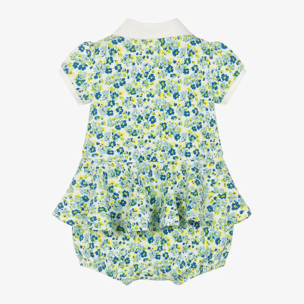 Baby Girls Blue Floral Polo Shortie