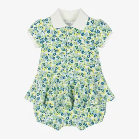 Baby Girls Blue Floral Polo Shortie