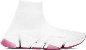 Balenciaga White & Pink Speed 2.0 Sneakers