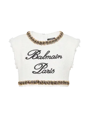 Balmain Signature tweed tank top