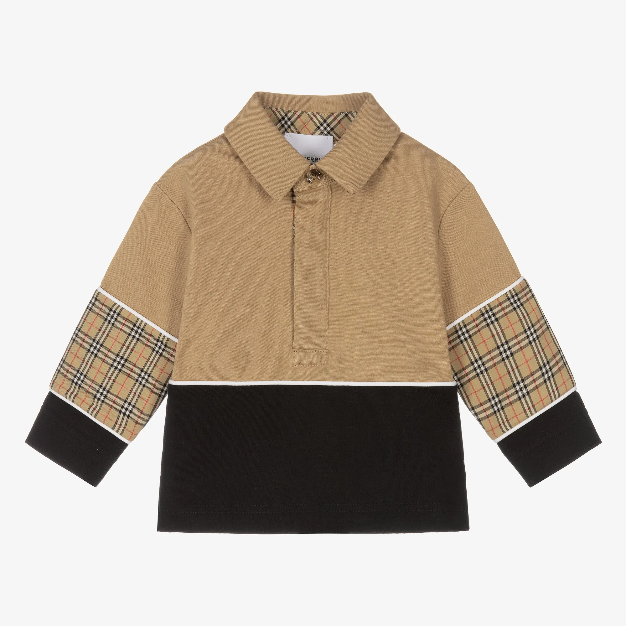 Beige & Black Check Baby Polo 