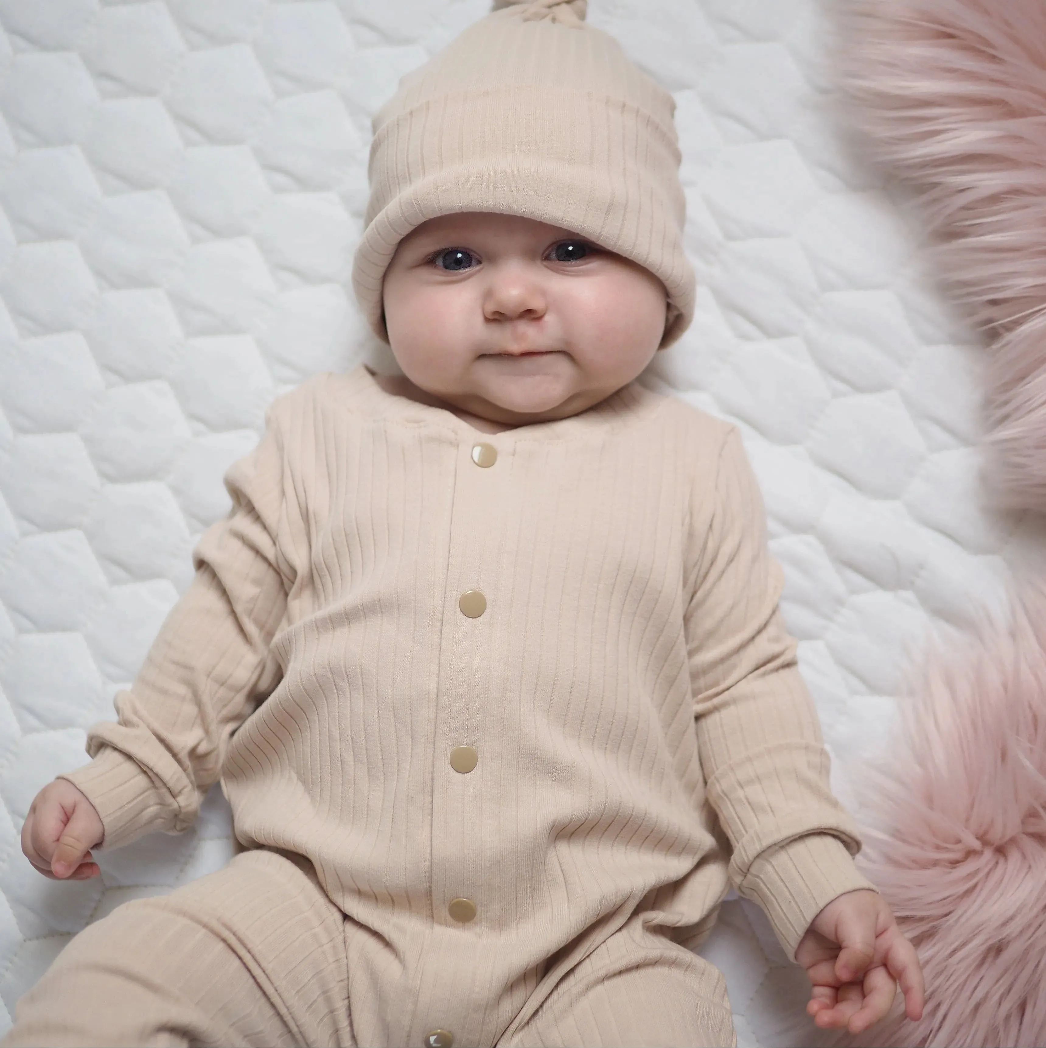 Beige Rib Babygro | Toddler Romper