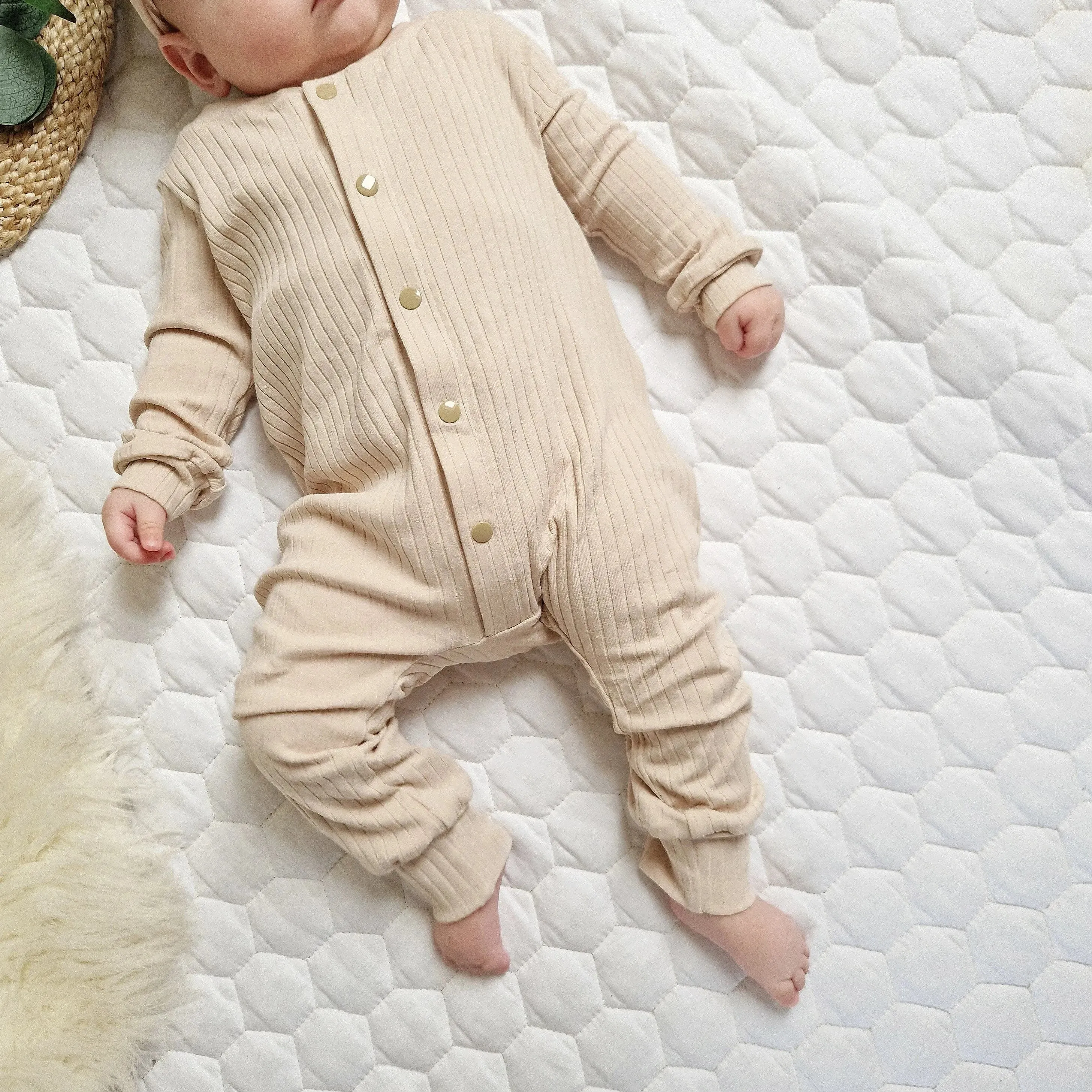 Beige Rib Babygro | Toddler Romper