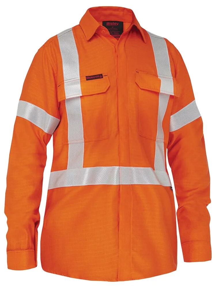 Bisley Workwear BL8439XT Apex 185 - Women’s X-Taped Hi-Vis FR PPE2 - Ripstop Vented Shirt - Orange - 6