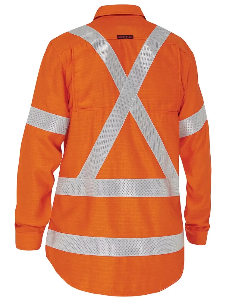 Bisley Workwear BL8439XT Apex 185 - Women’s X-Taped Hi-Vis FR PPE2 - Ripstop Vented Shirt - Orange - 6