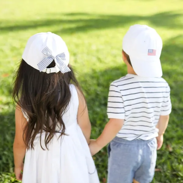 Bits & Bows American Flag Baseball Hat, White