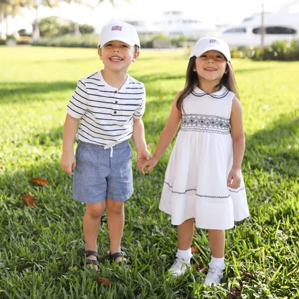 Bits & Bows American Flag Baseball Hat, White