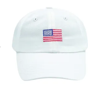 Bits & Bows American Flag Baseball Hat, White