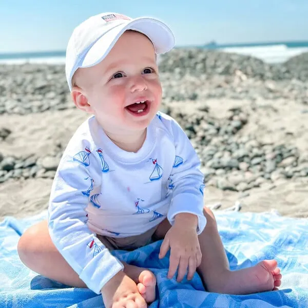 Bits & Bows American Flag Baseball Hat, White