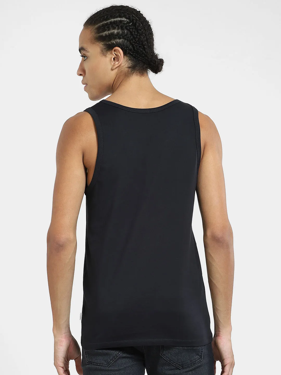 Black Logo Print Casual Vest