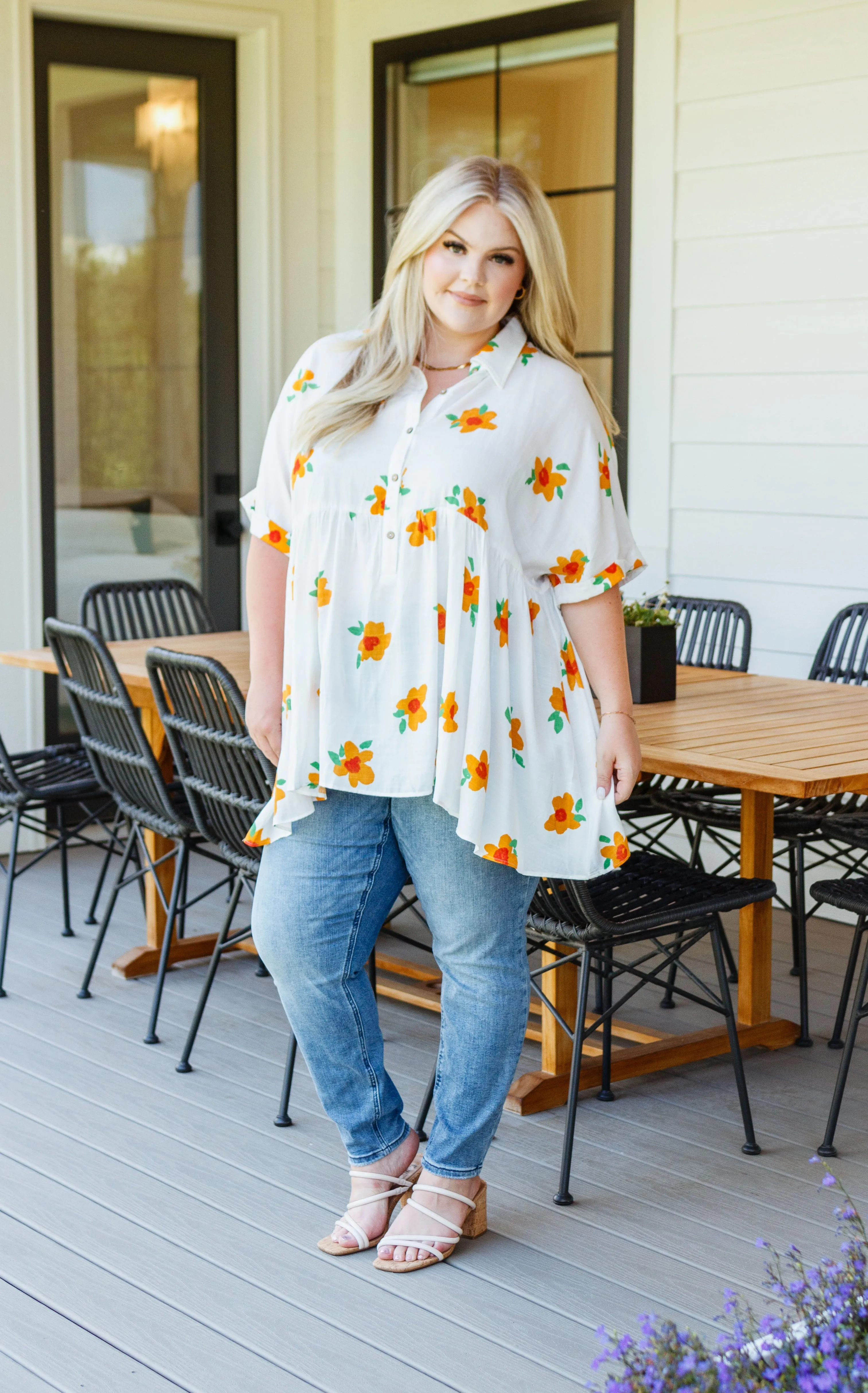 Blissed Out Button Up Babydoll Tunic