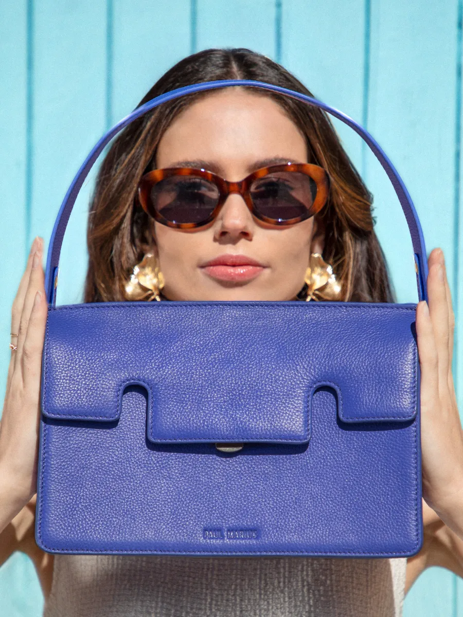 Blue Leather Baguette Bag for Women - Gabrielle Azur Royal Blue | PAUL MARIUS