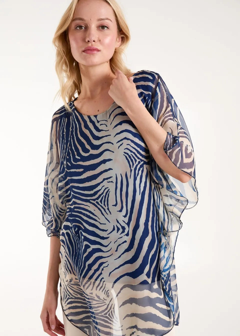 Blue Vanilla Navy Zebra Oversized Tunic