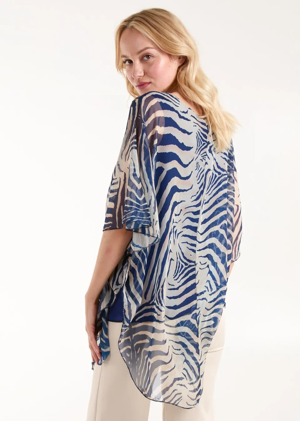 Blue Vanilla Navy Zebra Oversized Tunic