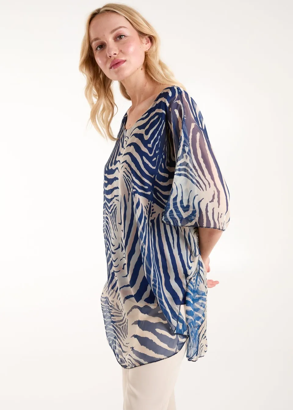 Blue Vanilla Navy Zebra Oversized Tunic