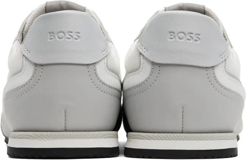 BOSS Gray & White Paneled Sneakers