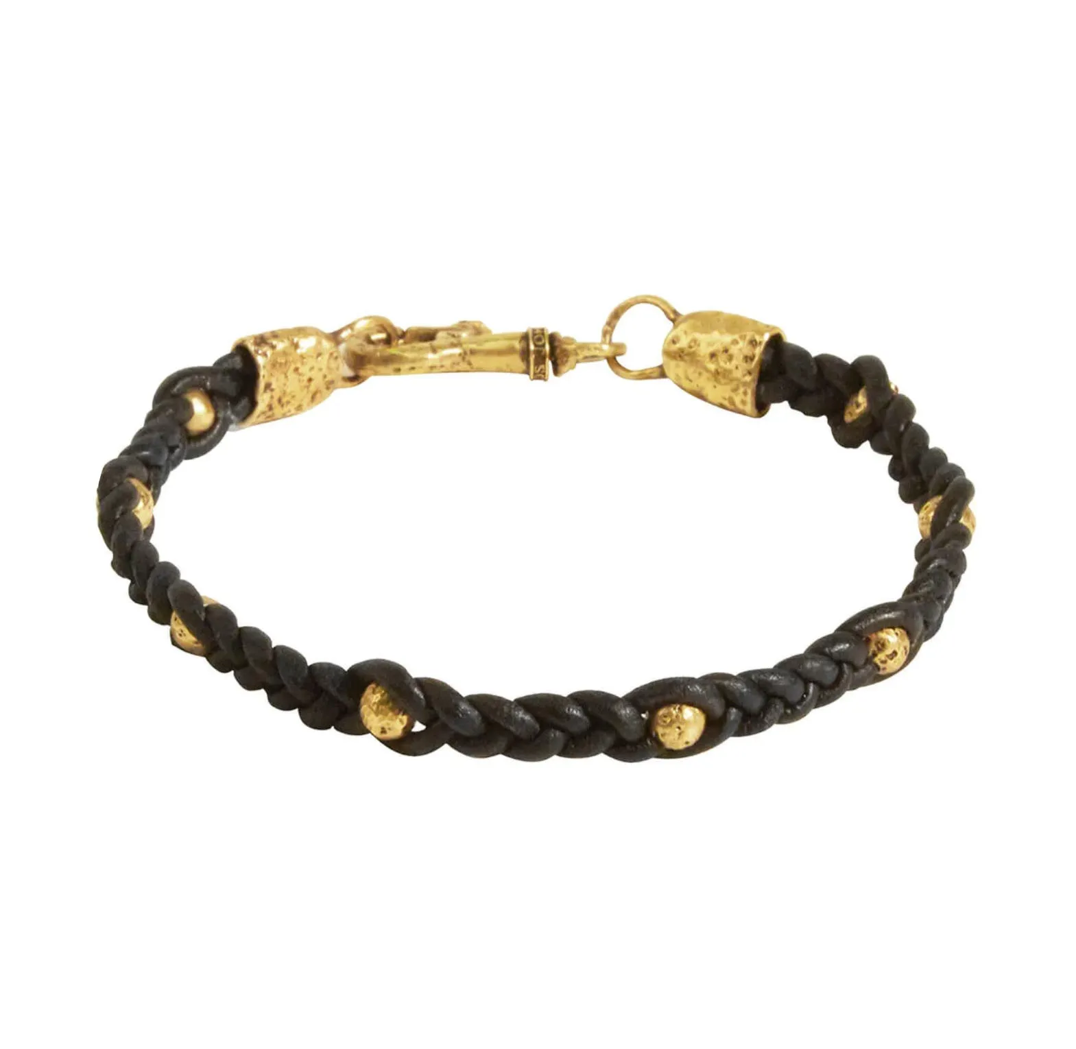 Braided Cord & Brass Bead Bracelet