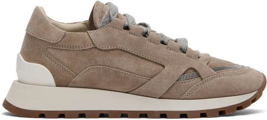 Brunello Cucinelli Taupe Suede Sneakers