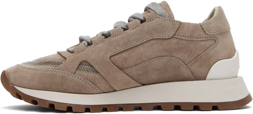 Brunello Cucinelli Taupe Suede Sneakers