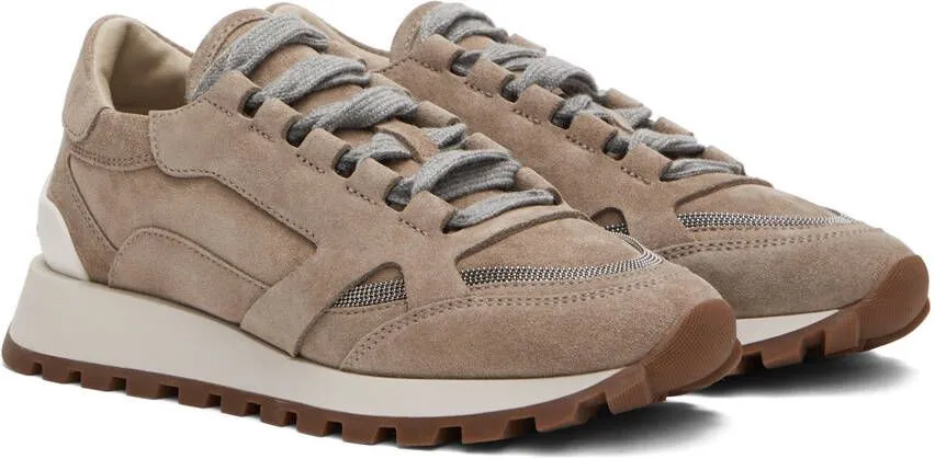 Brunello Cucinelli Taupe Suede Sneakers