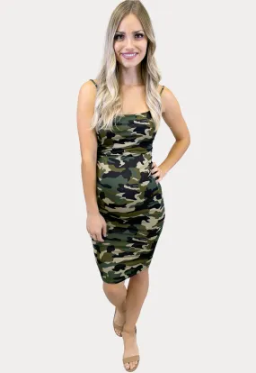 Camo Thin Strap Maternity Dress