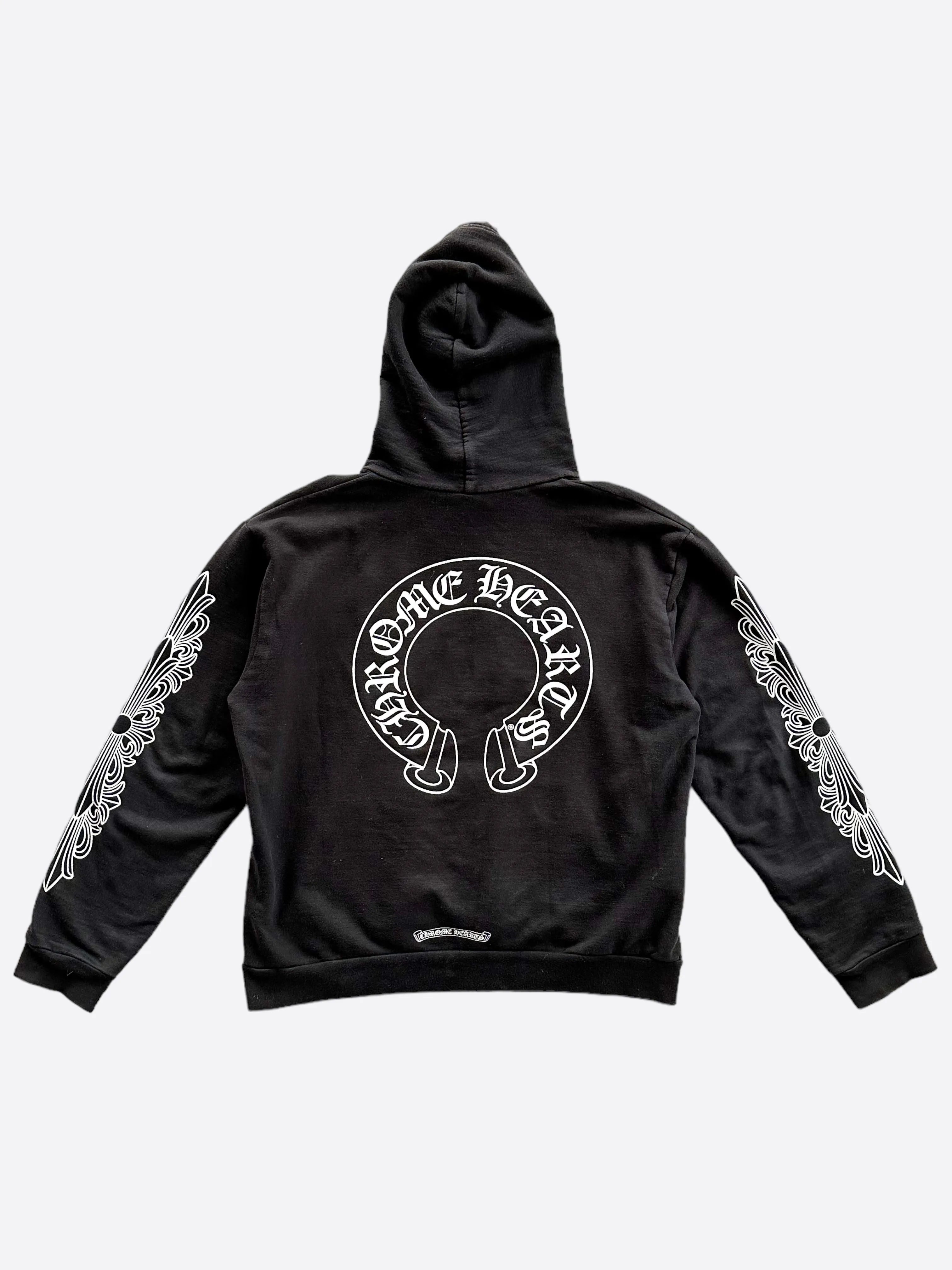 Chrome Hearts Black & White Horseshoe Logo Hoodie