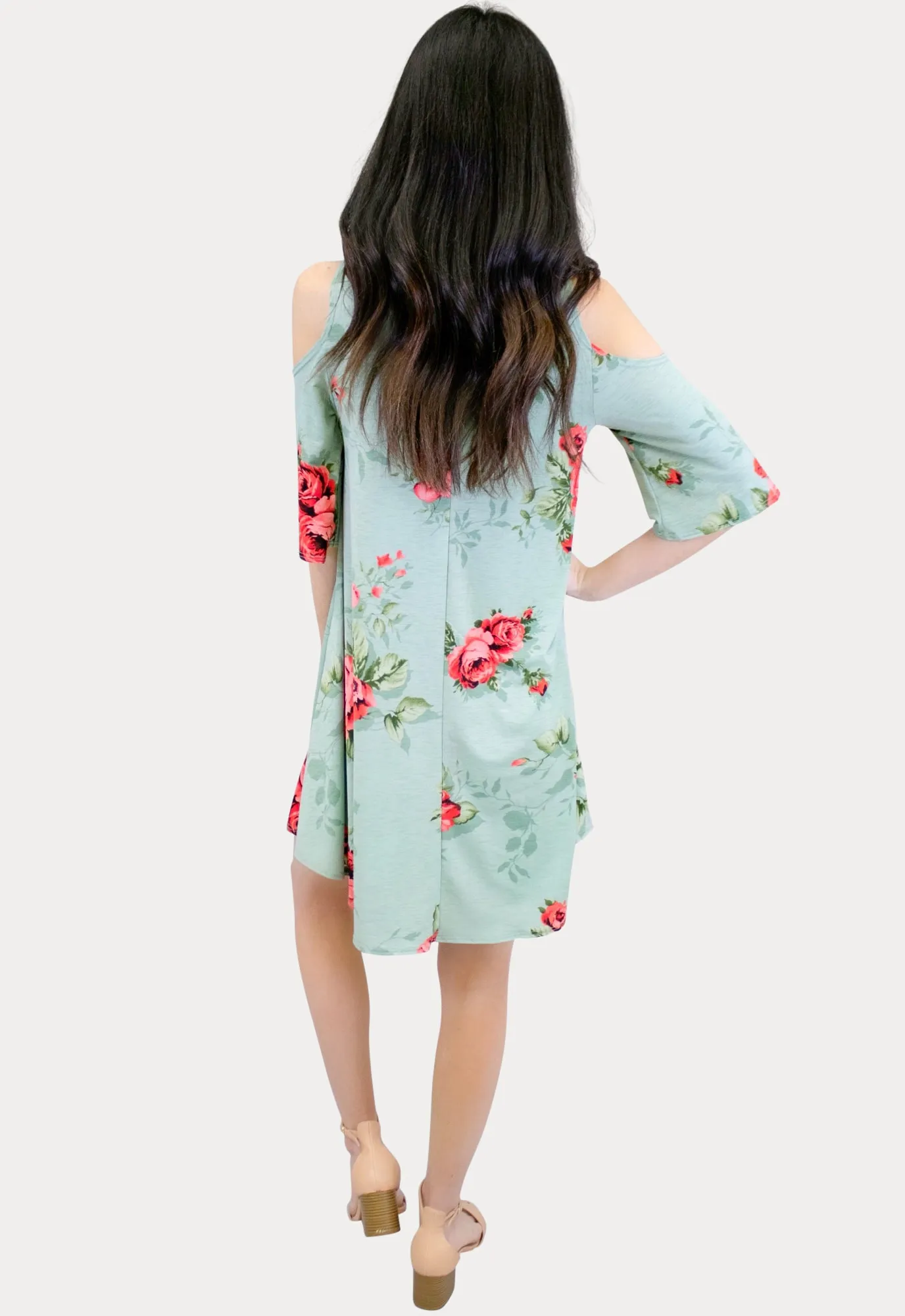 Cold Shoulder Floral Maternity Dress