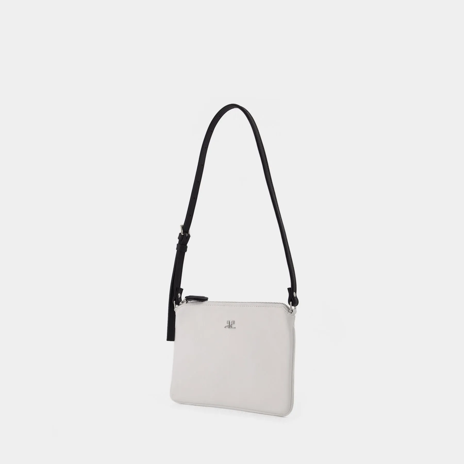 Courreges  Logo Pochette Bag in white leather