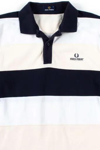 Cream Striped Fred Perry Polo Shirt