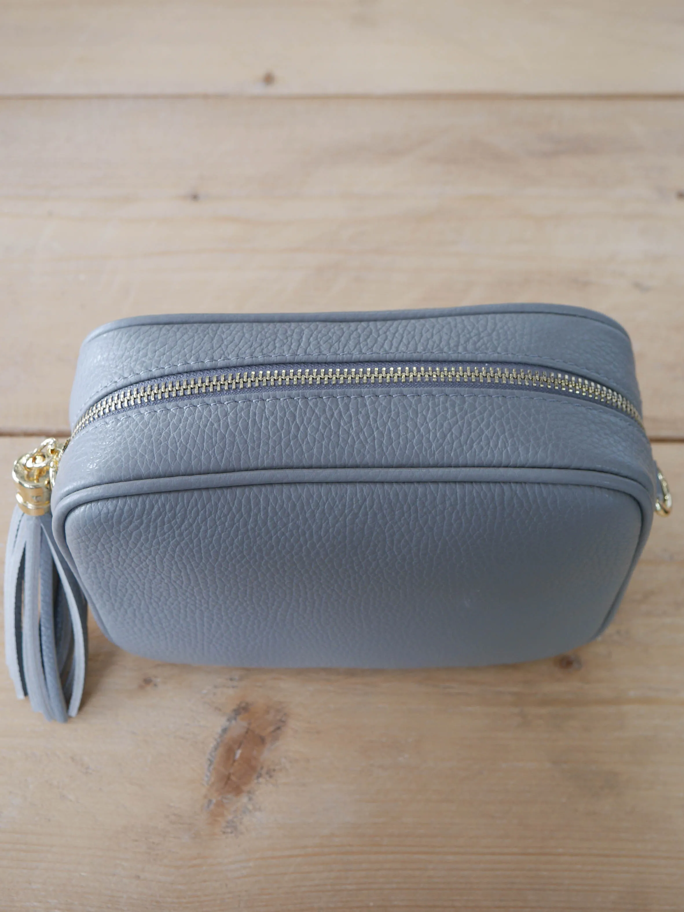 Cross Body Leather Bag Light Grey